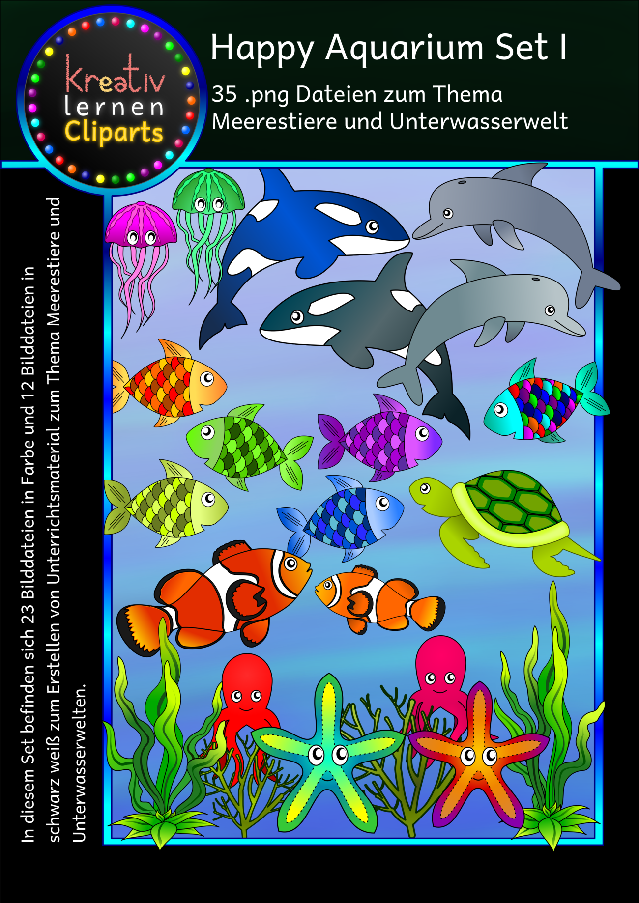 Meerestiere und Pflanzen - Clip arts für Unterrichtsmaterial und Arbeitsblätter...