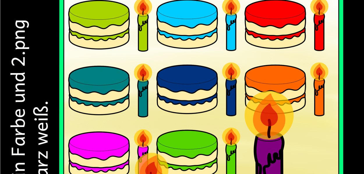 26 Bilddateien zum Thema Geburtstag und Kuchen mit Kerzen.