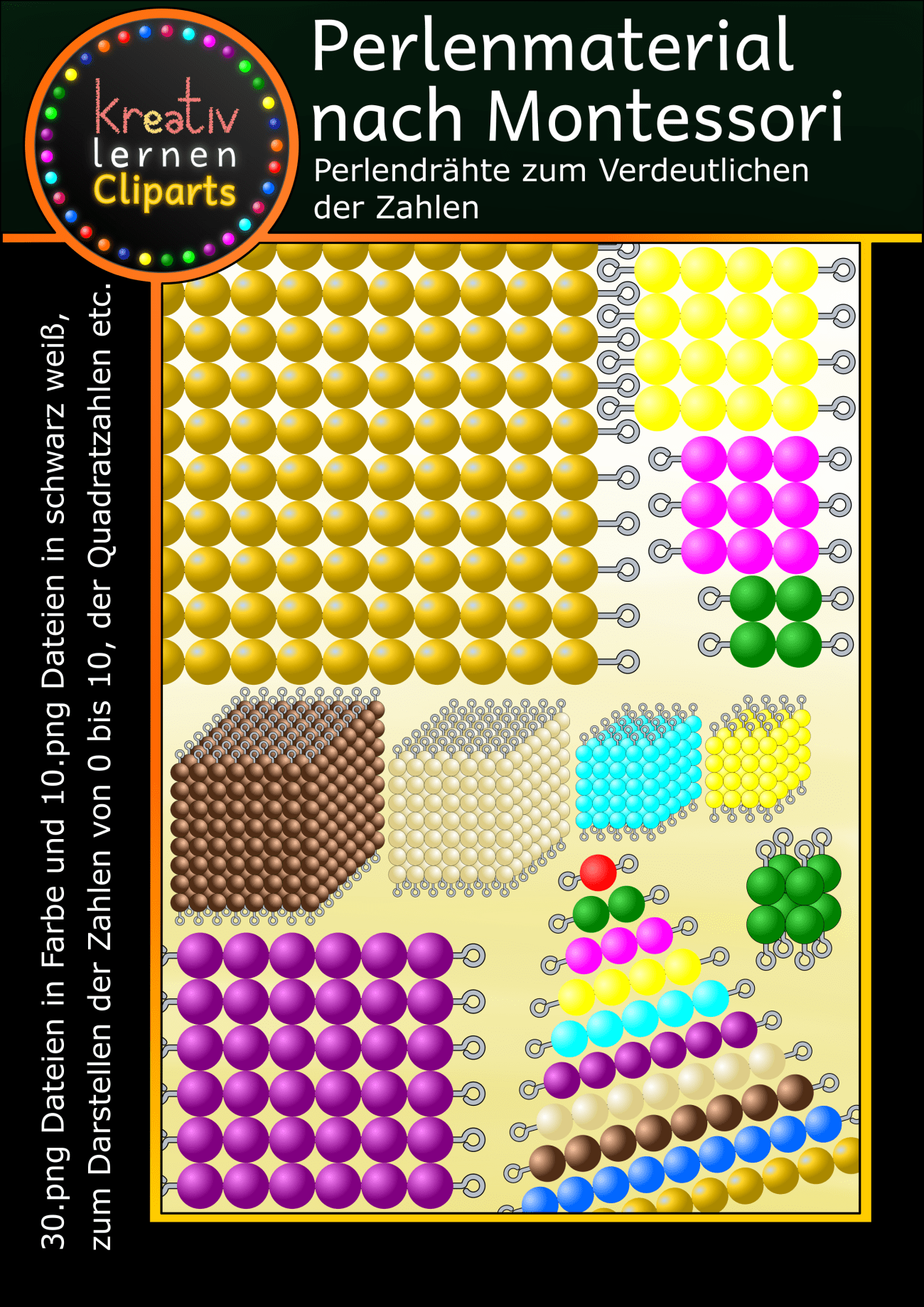 40 Grafikdateien im .png Format von Perlen für Zah