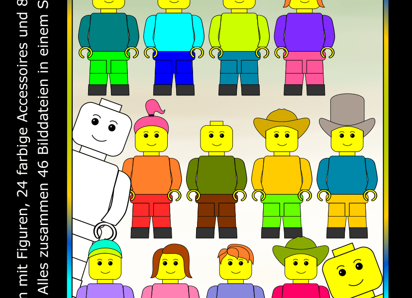 46 clip arts zum Erstellen von Arbeitsblättern und Unterrichtsmaterial mit Figuren und Accessoires.