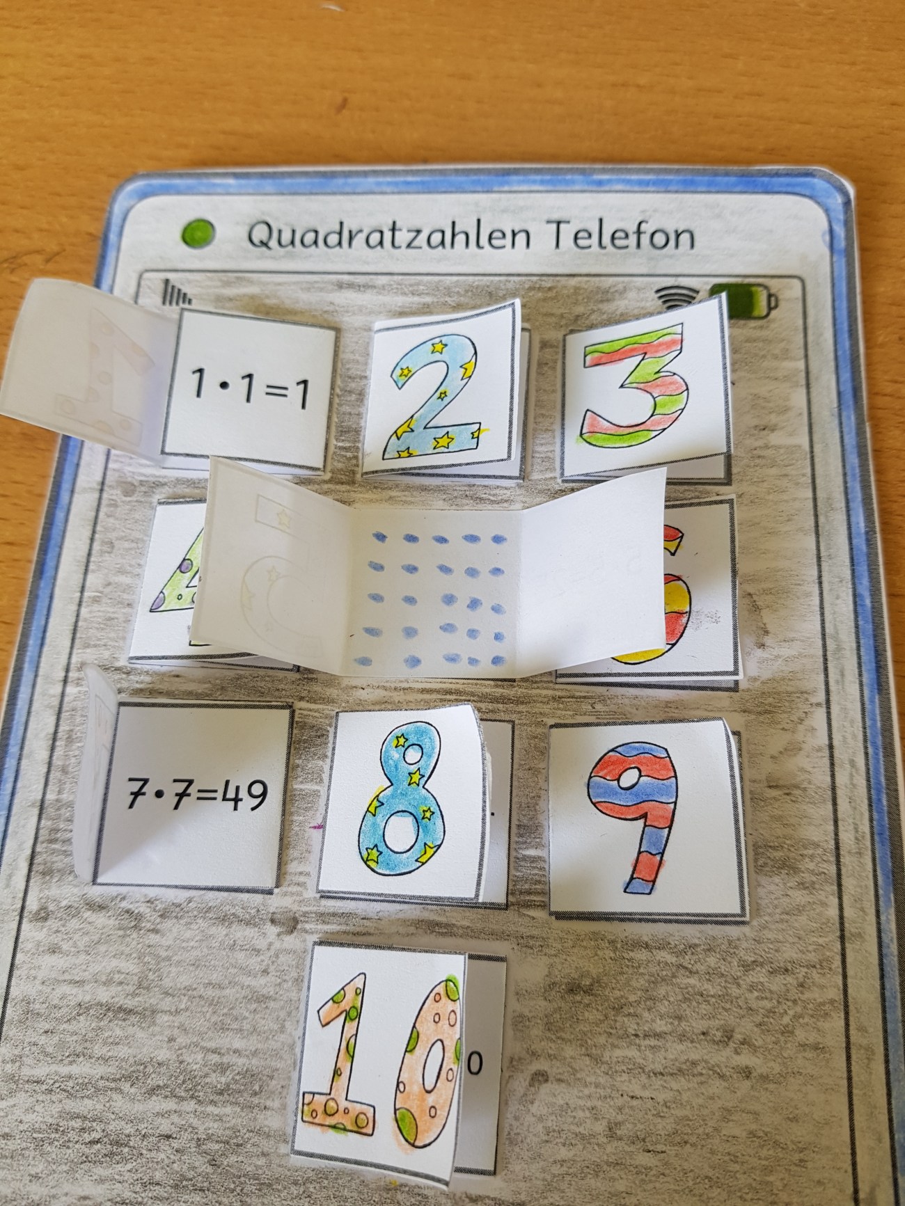 Quadratzahlen und Quadrataufgaben mit dem Quadratzahlen Telefon lernen und üben