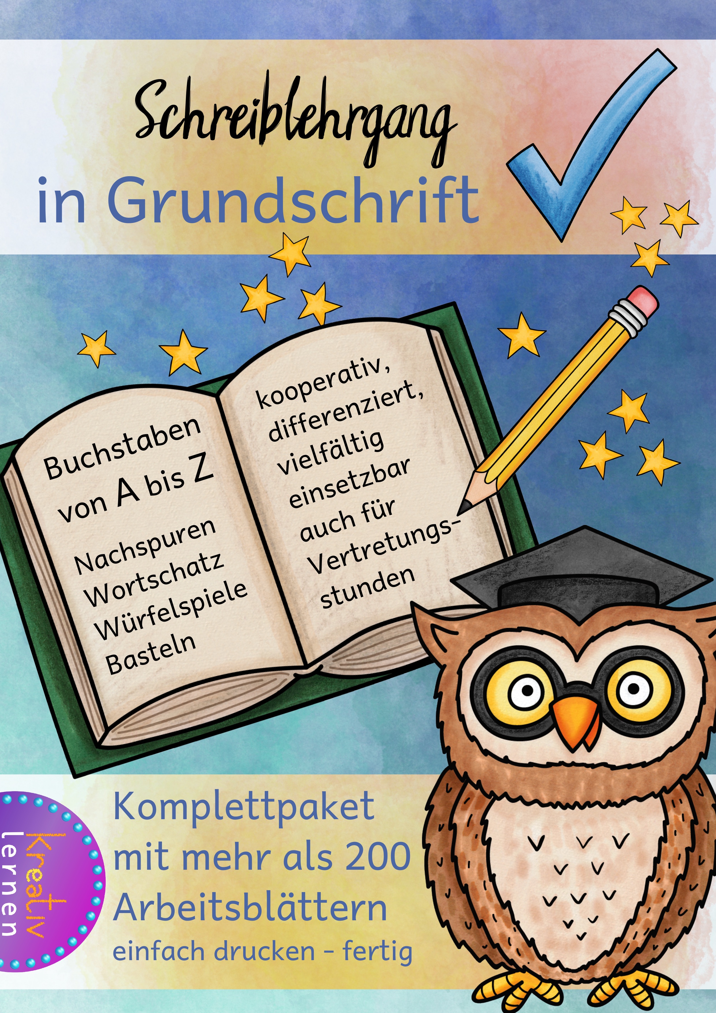 Lesen und Schreiben zu lernen sind Kernaufgaben in der Grundschule. Wer die die Kompetenzen erlernt und nutzen kann, hat den Grundstein um in allen Fächern selbständig weiter zu lernen. Unterstütze den Lernprozess deiner Schüler durch Zusatzmaterial, bei dem die Schüler selbst entscheiden dürfen, was sie bearbeiten und wie sie einen Buchstaben lernen. Dieses Set bietet dir dazu über 200 Arbeitsblätter in Grundschrift. Auch geeignet als Hausaufgabe oder Vertretungsmaterial.