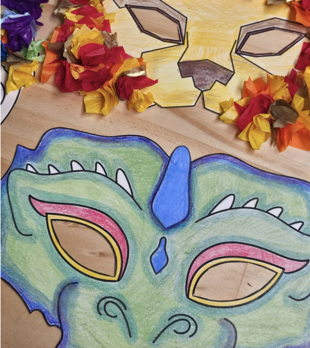 Masken basteln zum Karneval, Fasching oder Halloween. Ein Bastelprojekt für Kinder und Grundschüler.