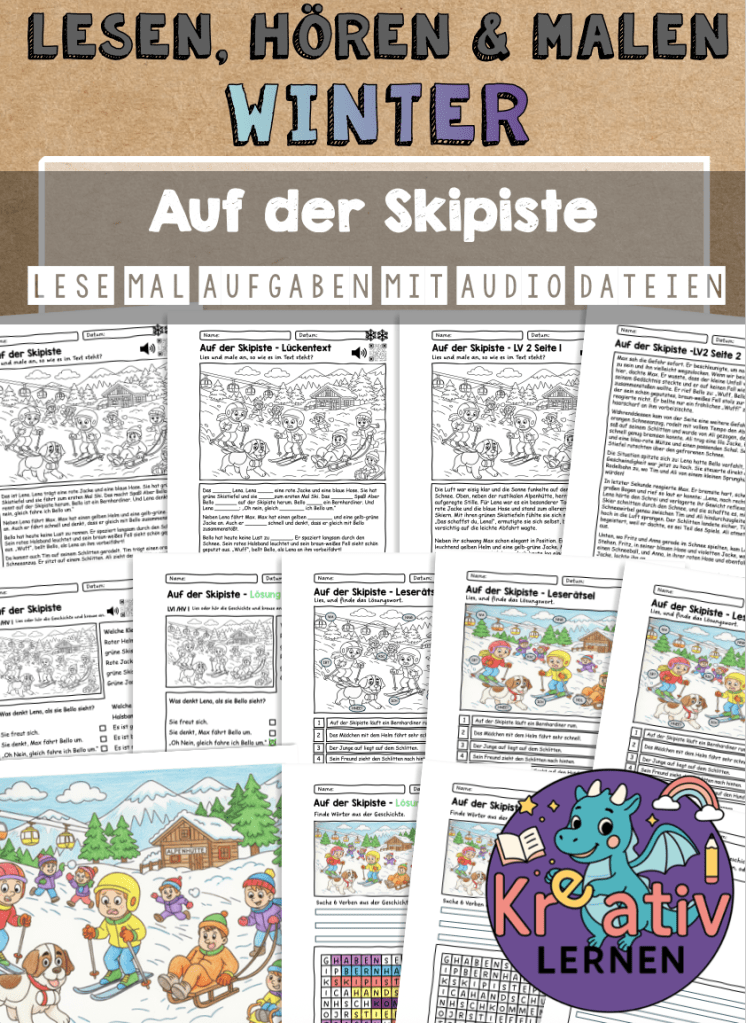 Lesen Hören und Malen - eine perfekte Kombination zur Leseförderung. Durch Zuhören und Mitlesen verbessern Schüler ihre Aussprache und Lesegeschwindigeit Schritt für Schritt.